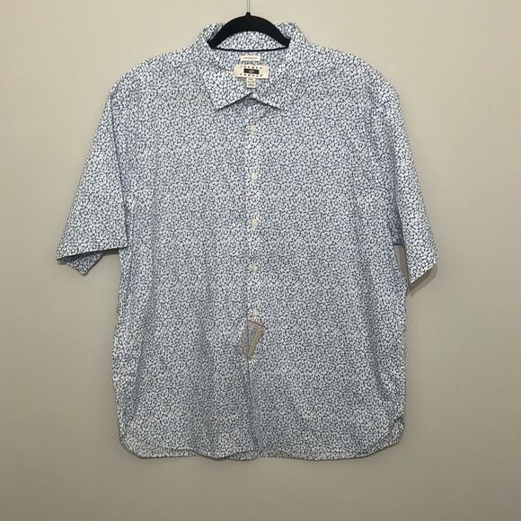NWT Joseph Abboud Mens Blue Cotton Modern Fit Short Sleeve Button Up‎ Shirt XXL - Picture 1 of 7